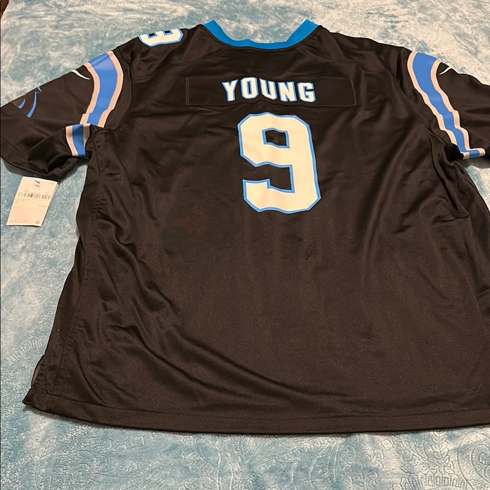 BNWT Carolina Panthers Nike Black and Blue Men's Football Jersey XXXL #9 YOUNG